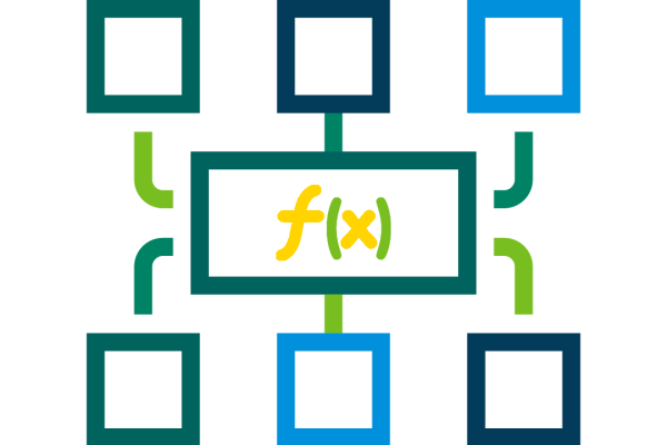 icon of an org chart branching out from the math function f(x)